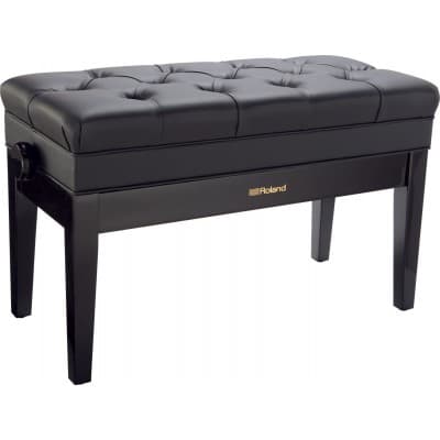 ROLAND PIANO BENCH, DUET SIZE, POLISHED EBONY, VINYL SEAT