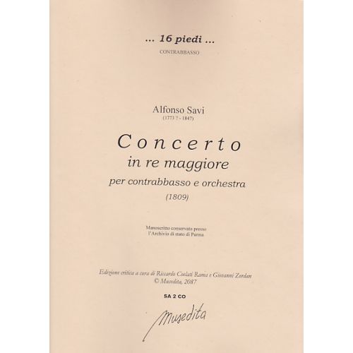 MUSEDITA SAVI ALFONSO - CONCERTO IN RE MAGGIORE PER CONTRABASSO E ORCHESTRA