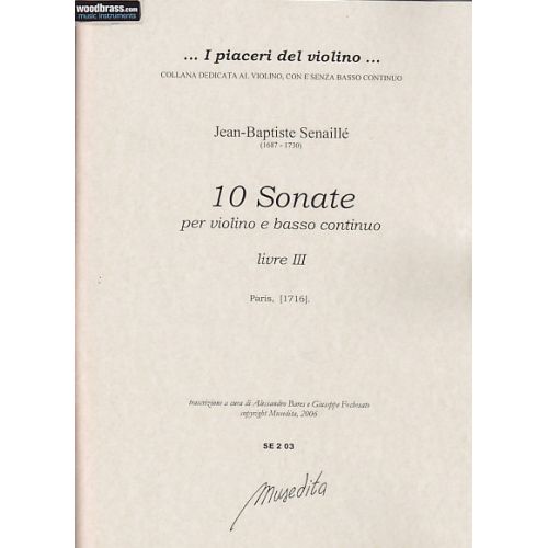 MUSEDITA SENAILLE J. B. - SONATES (LIVRE III) - VIOLON ET BC