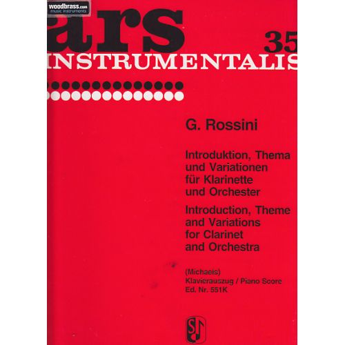 ROSSINI GIOACCHINO - INTRODUCTION, THEME AND VARIATIONS - CLARINET & PIANO