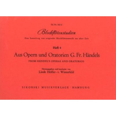 SIKORSKI HÖFFER VON WINTERFELD L. - BLOCKFLöTENSTUDIEN AUS OPERN UND ORATORIEN G.F. HÄNDELS