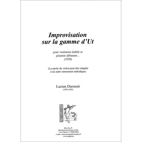 SYMETRIE DUROSOIR L. - IMPROVISATION SUR LA GAMME D'UT, POUR VIOLONISTE HABILE ET PIANISTE DÉBUTANT... - VIOL