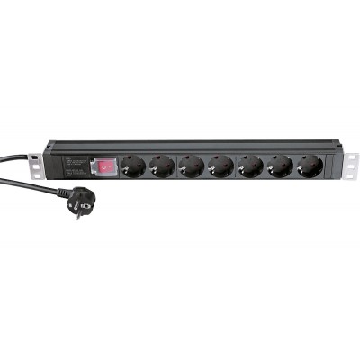 K&M Multiprise Rackable 19" 230V 7 Prises + Inter.