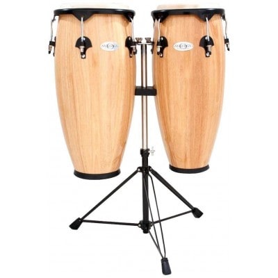 SERIES WOOD CONGA SET WITH STAND 10'' AND 11'' DOUBLE STAND NATURAL GLOSS 2300N