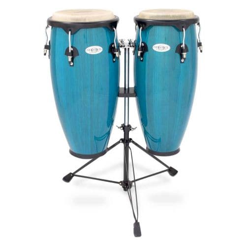 SERIES WOOD CONGA SET WITH STAND 10'' AND 11'' DOUBLE STAND BLUE 2300BB