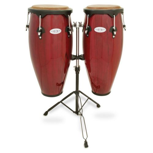 SERIES WOOD CONGA SET WITH STAND 10'' AND 11'' DOUBLE STAND RED 2300RR