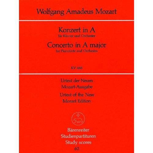 MOZART W.A. - PIANO CONCERTO A MAJOR KV 488 - STUDY SCORE