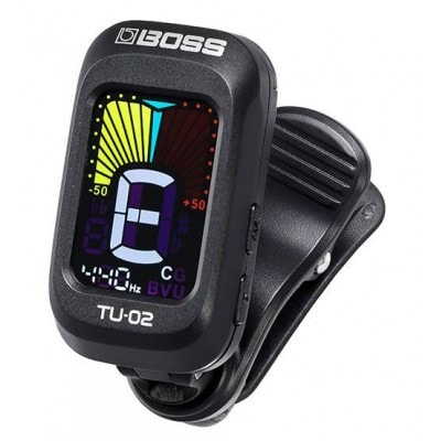 BOSS TU-02 PREMIUM QUALITY CLIPON TUNER WITH FULL COLOUR DISPLAY AND MULTIPLE TUNING MODES