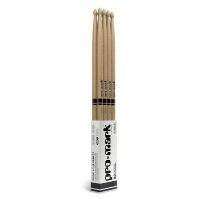 PRO MARK CLASSIC FORWARD 5A HICKORY DRUMSTICKS OVAL WOOD TIP 4-PACK