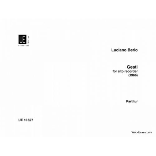 UNIVERSAL EDITION BERIO L. - GESTI - FLUTE A BEC ALTO
