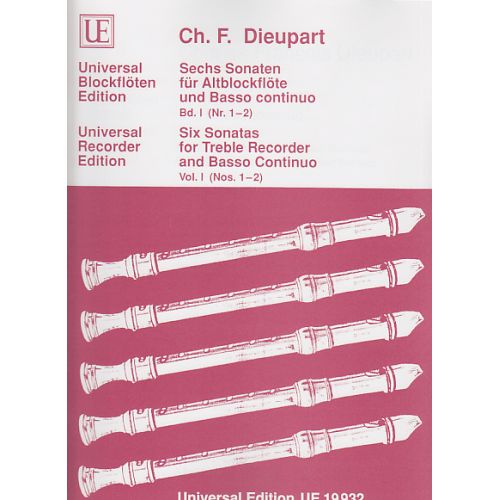 UNIVERSAL EDITION DIEUPART F. - SIX SONATAS VOL.1 - FLUTE A BEC ET BC