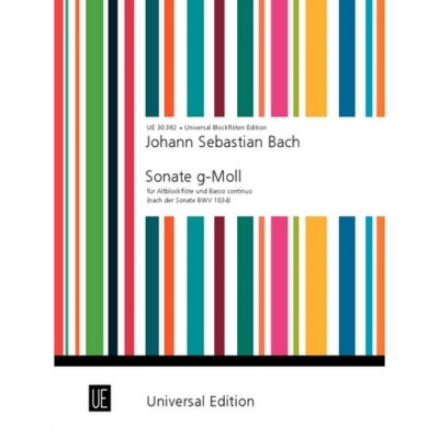 UNIVERSAL EDITION BACH J.S. - SONATA G-MOLL BWV 1034 - FLUTE A BEC ALTO & BASSE CONTINUE