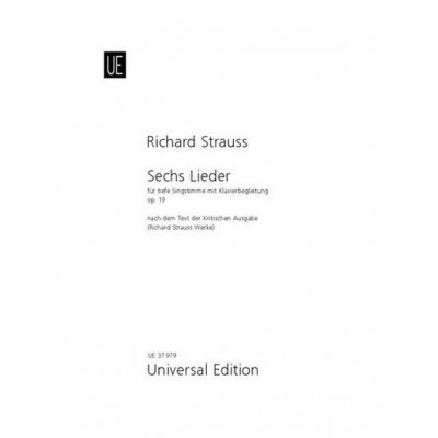 UNIVERSAL EDITION Strauss Richard - 6 Lieder Op.19 - Voix Basse & Piano