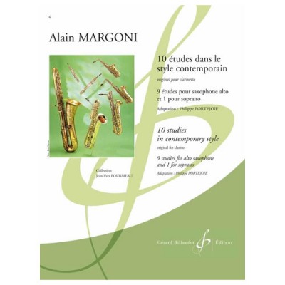 BILLAUDOT MARGONI ALAIN - 10 ETUDES DANS LE STYLE CONTEMPORAIN - SAXOPHONE