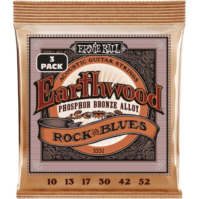 CORDES EARTHWOOD PHOSPHORE BRONZE ROCK&BLUES 10-52 - PACK DE 3