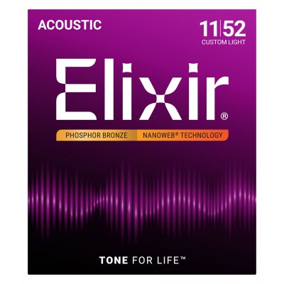ELIXIR 16027 Nanoweb Phosphor Bronze Custom Light 11-52