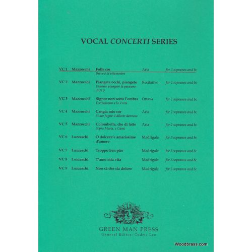 GREEN MAN PRESS MAZZOCCHI DOMENICO - FOLLE COR / BREVE E LA VITA NOSTRA - ARIA FOR 3 SOPRANOS & B.C.