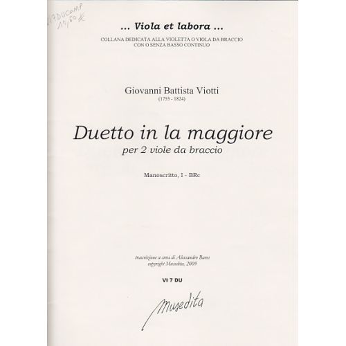 MUSEDITA VIOTTI GIOVANNI BATTISTA - DUETTO PER 2 VIOLE