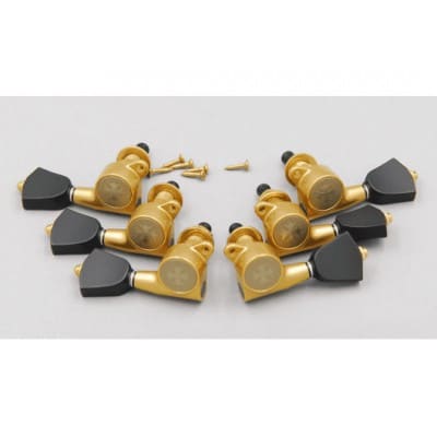 GOTOH MECANIQUES GUITARE 3D+3G X-GOLD, BOUTON TULIPE METAL NOIR SATIN