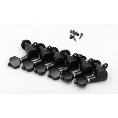 GOTOH MECANIQUES GUITARE 6 EN LIGNE BLACK SATIN, BOUTON NOIR, DROITES