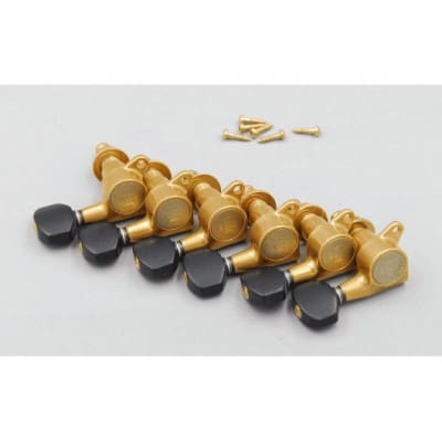 TUNING MACHINES GUITAR 6 ONLINE X-GOLD, BLACK SATIN BUTTON, STRAIGHT