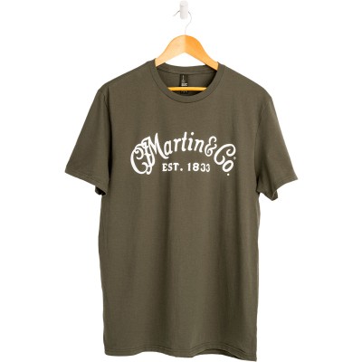 Tee-Shirt, Olive,White Script Logo,S