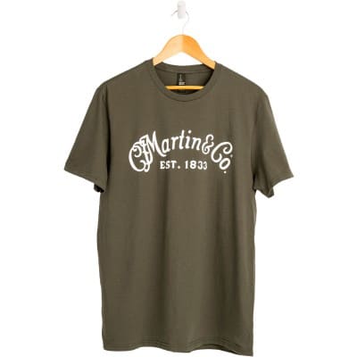 TEE-SHIRT, OLIVE,WHITE SCRIPT LOGO,XL