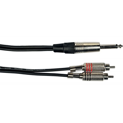 Yellow Cable K02 - 2 Rca / 1 Jack Mono 3 Metres