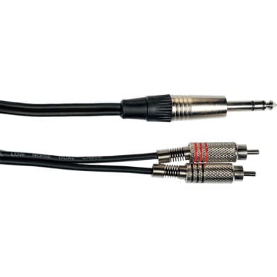 YELLOW CABLE K02ST 1/4 STEREO PHONE TO 2 RCA 10FT./ 3 M.