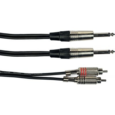Yellow Cable K03 2 Rca Male/2 Jack Male Mono 6.35 Mm