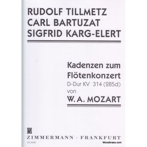 ZIMMERMANN Mozart W. A. - Kadenzen Zum Flotenkonzert KV 314 (285D)