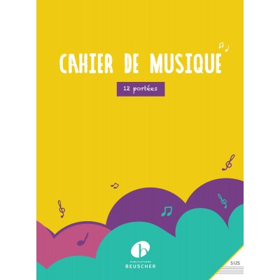 Cahier de musique 12 portées - reliure spirale