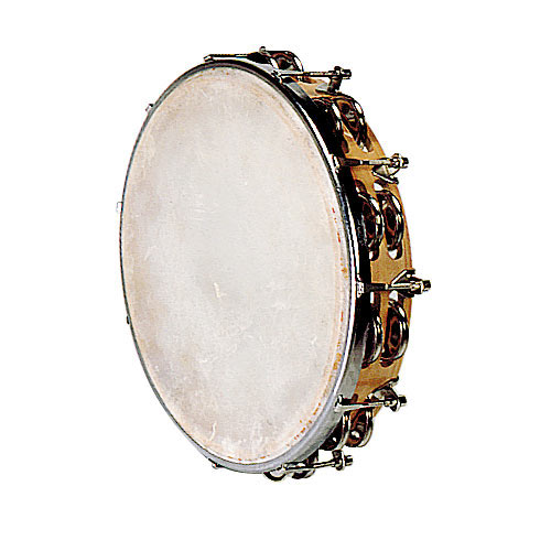 FUZEAU TAMBOURIN PEAU NATURELLE - 25 CM + CYMBALETTES 