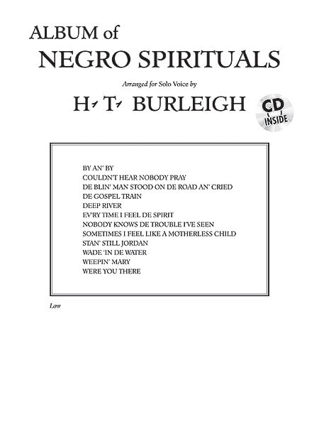 ALFRED PUBLISHING BURLEIGH HARRY - ALBUM OF NEGRO SPIRITUALS + CD - LOW VOICE AND PIANO