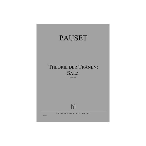 JOBERT PAUSET BRICE - THEORIE DER TRANEN: SALZ - COR