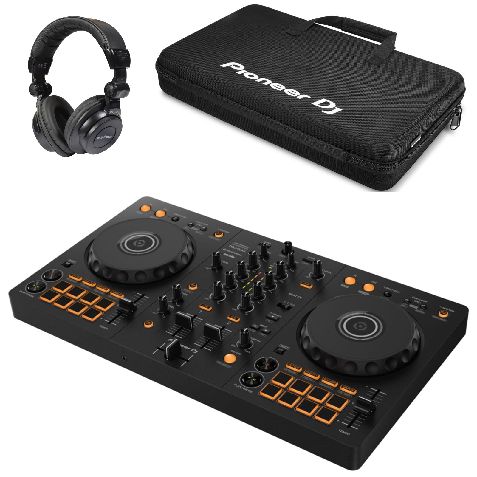 PIONEER DJ PACK DDJ-FLX4 + TASCHE + KOPFHORER 