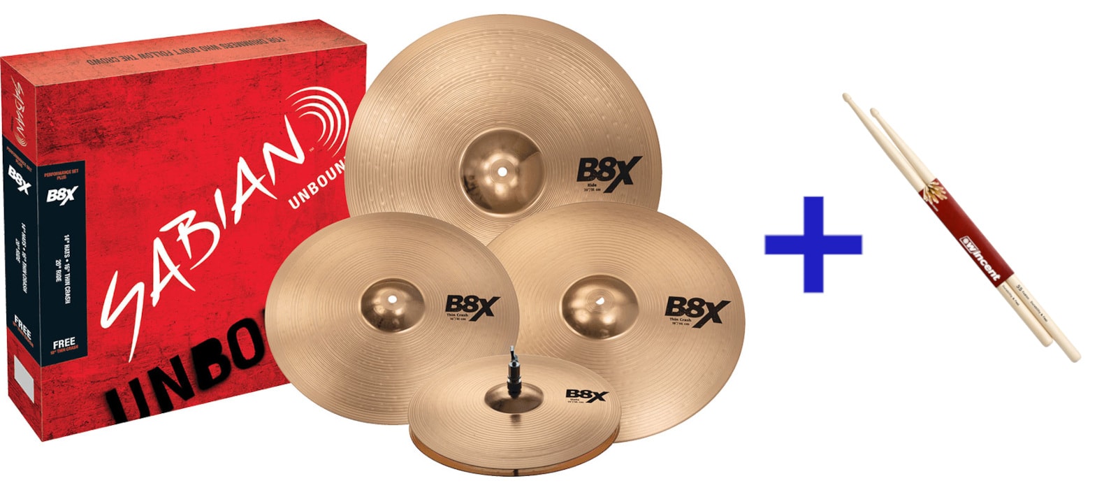 SABIAN SET B8X PERFORMANCE SET PLUS 14/16/20+18 CRASH + 55F