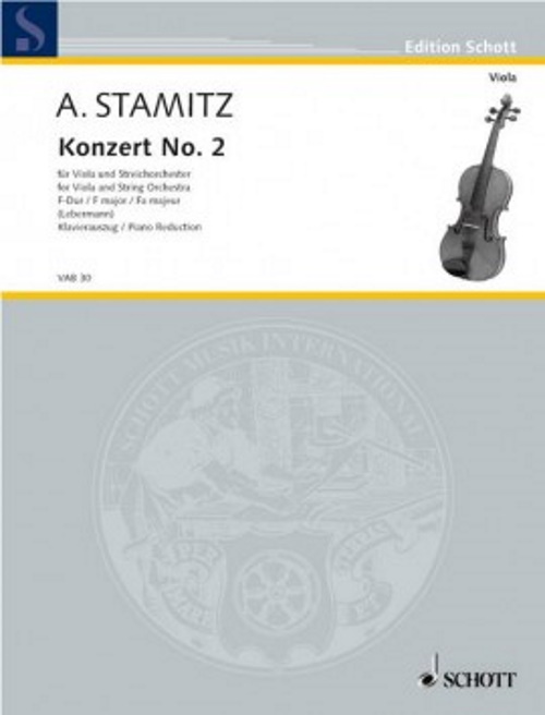 SCHOTT STAMITZ ANTON - CONCERTO N°2 FA MAJEUR - ALTO & PIANO