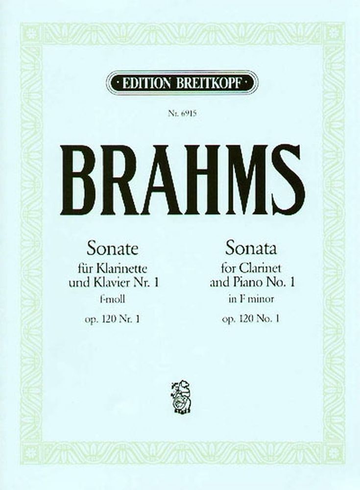 EDITION BREITKOPF Brahms J. - Sonate Op. 120/1 En Fa Mineur - Clarinette, Piano