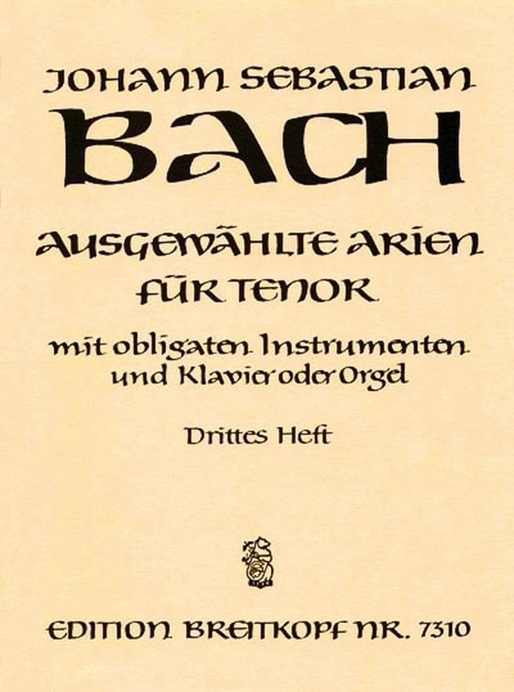 EDITION BREITKOPF BACH J.S. - AUSGEWAHLTE ARIEN FUR TENOR 3