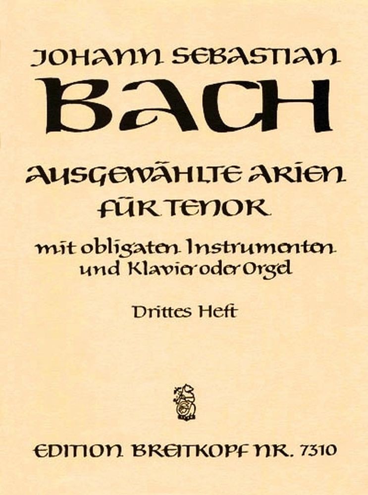 EDITION BREITKOPF Bach J.S. - Ausgewahlte Arien Fur Ténor 3