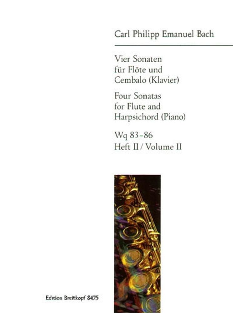 EDITION BREITKOPF BACH C.P.E. - 4 SONATES VOL.2 WQ 85, 86 - FLUTE, PIANO