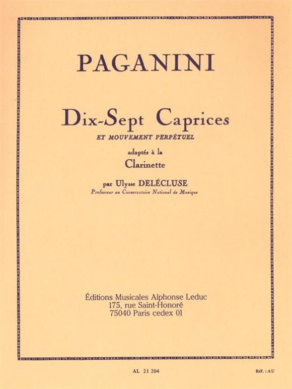 LEDUC PAGANINI N. - 17 CAPRICES ET MOUVEMENT PERPETUEL - CLARINETTE 