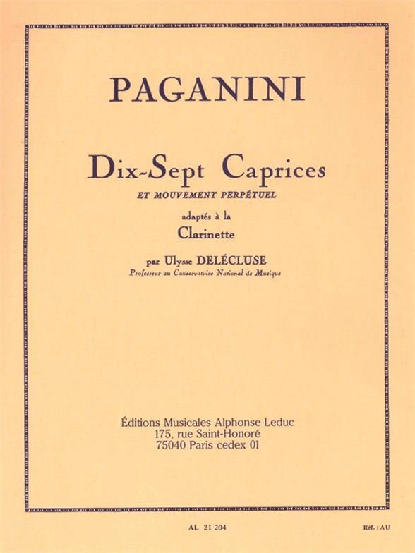 LEDUC Paganini N. - 17 Caprices et Mouvement Perpetuel - Clarinette