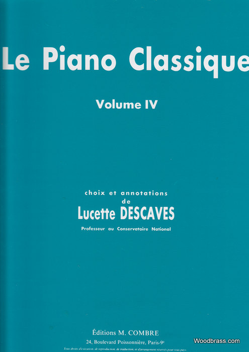 COMBRE DESCAVES L. - LE PIANO CLASSIQUE VOL. 4 - PIANO