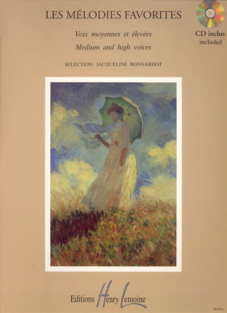 LEMOINE BONNARDOT JACQUELINE - MELODIES FAVORITES + CD - VOIX ELEVEE OU MOYENNE, PIANO