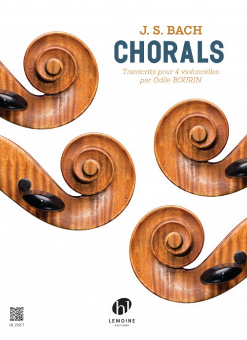LEMOINE BACH J.S. - CHORALS - 4 VIOLONCELLES (O. BOURIN)