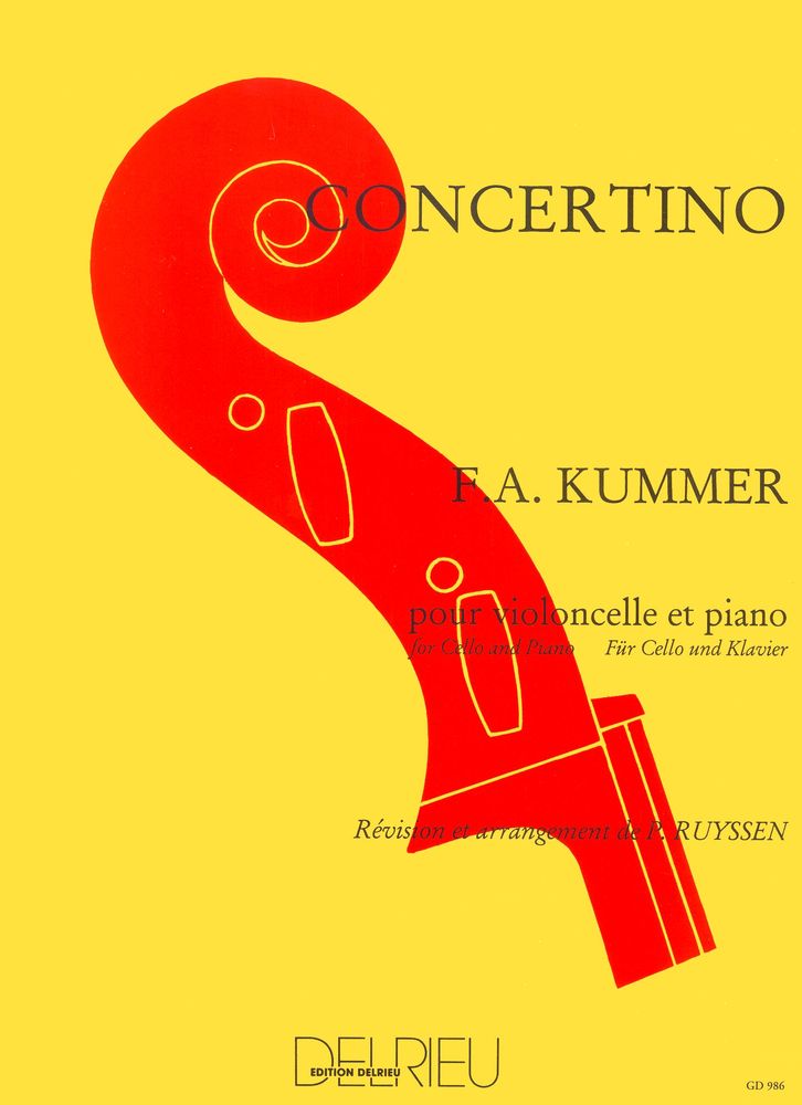 EDITION DELRIEU KUMMER - CONCERTINO EN DO MAJ. - VIOLONCELLE, PIANO