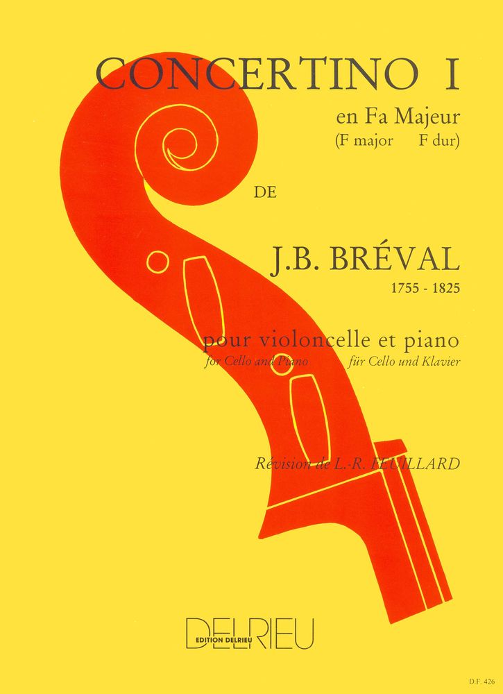 EDITION DELRIEU BREVAL J.B. - CONCERTINO N°1 EN FA MAJ. - VIOLONCELLE, PIANO