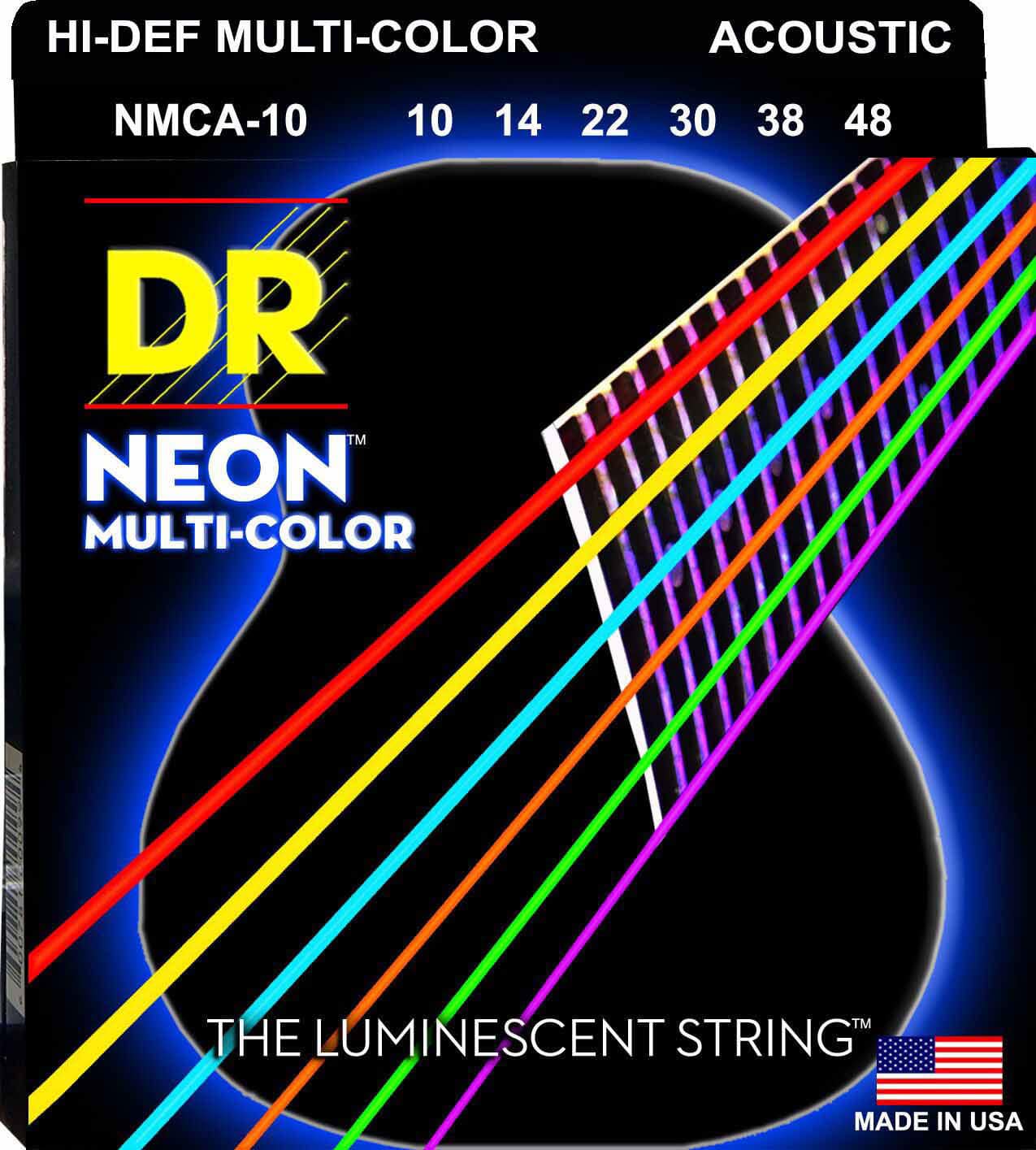 DR STRINGS NMCA-10 NEON MULTI-COLOR HI-DEF 10-48